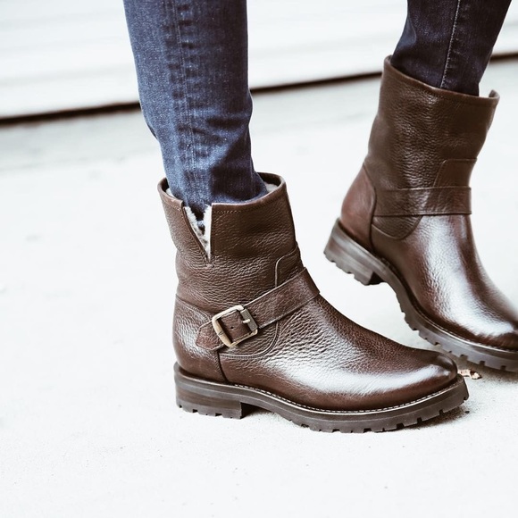 Frye Shoes - FRYE Natalie Short Engineer Lug Shearling Boot